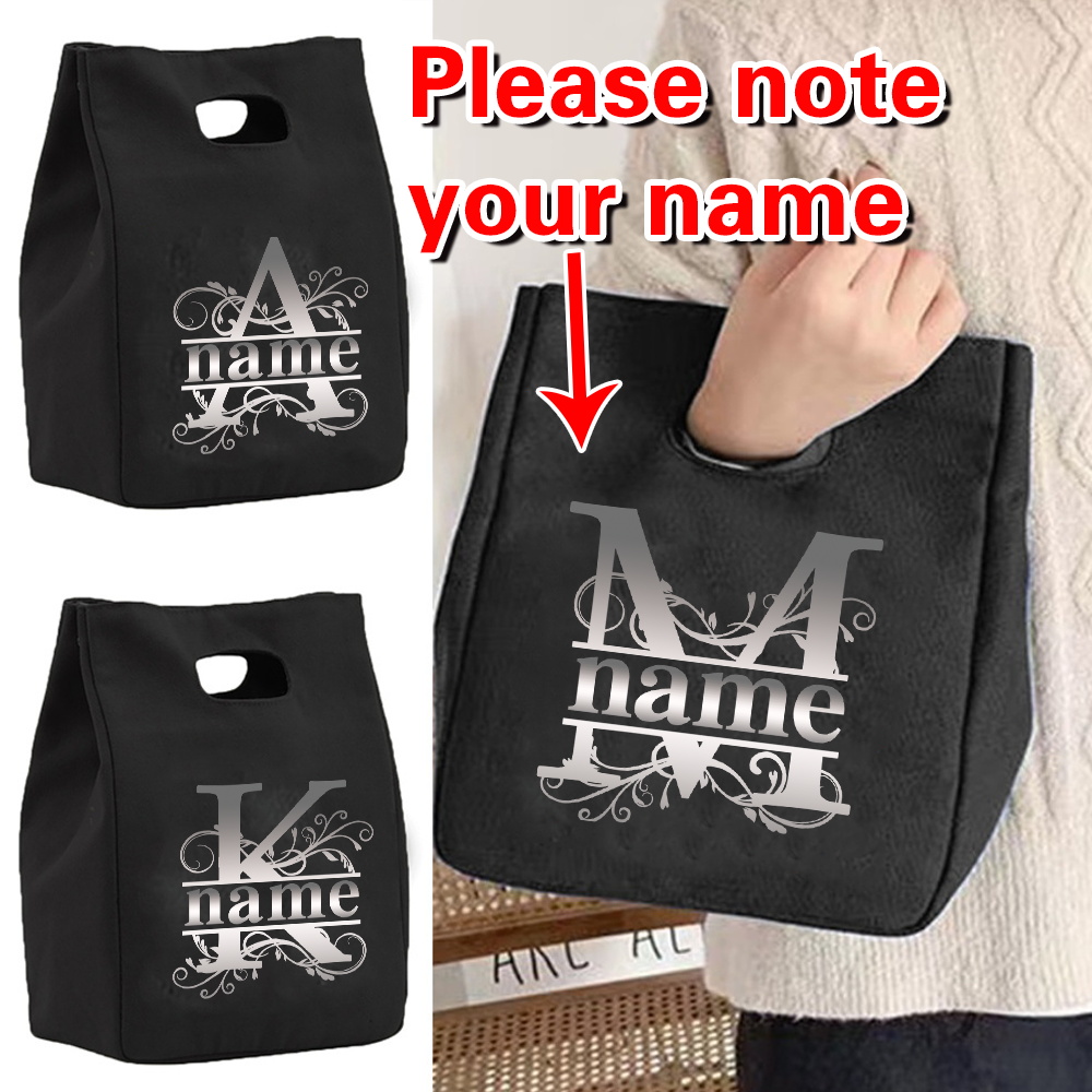 Food Storage Name - กระเป๋าใส่อาหารกลางวันแบบกำหนดเองได้ พร้อมชื่อส่วนตัว กระเป๋าปิคนิค ความจุขนาดใหญ่ กระเป๋าเบนโตะสำหรับสำนักงาน กระเป๋าถือแบบใช้ซ้ำได้