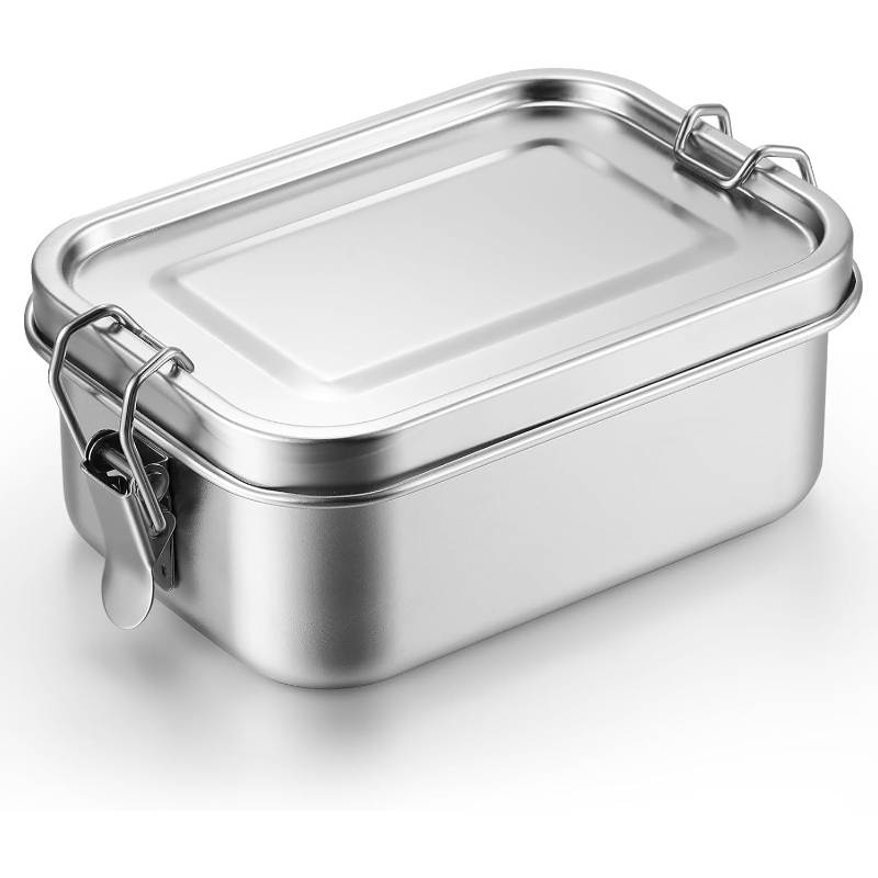 Food Storage Organiser - ภาชนะเก็บอาหารสแตนเลสพร้อมฝาปิด กล่องอาหารกลางวัน กล่องจัดระเบียบตู้เย็น กล่องเตรียมอาหาร กล่องอาหารพกพาสำหรับกิจกรรมกลางแจ้ง