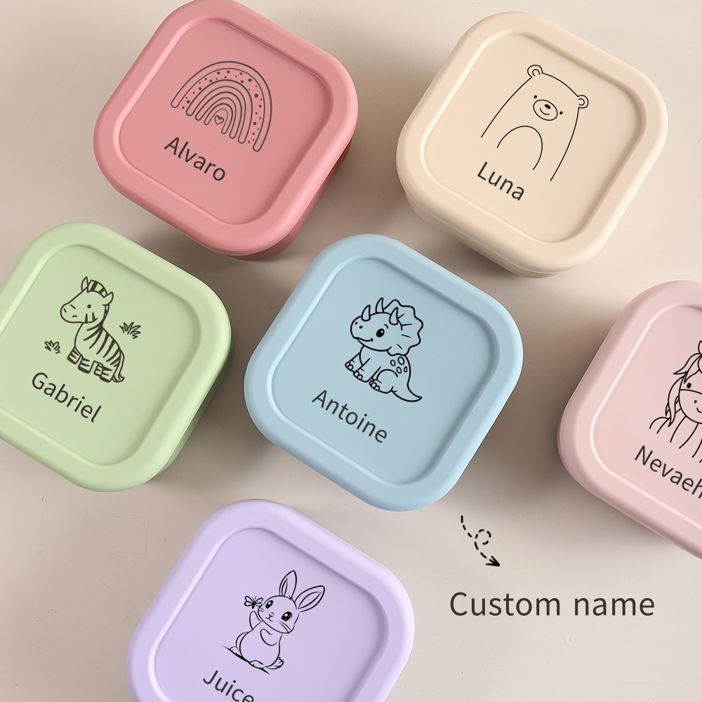 Food Storage Name - กล่องเก็บอาหารเด็กซิลิโคนเกรดอาหาร 1 ชิ้น ลายหรือชื่อสั่งทำได้ ขนาด 510
