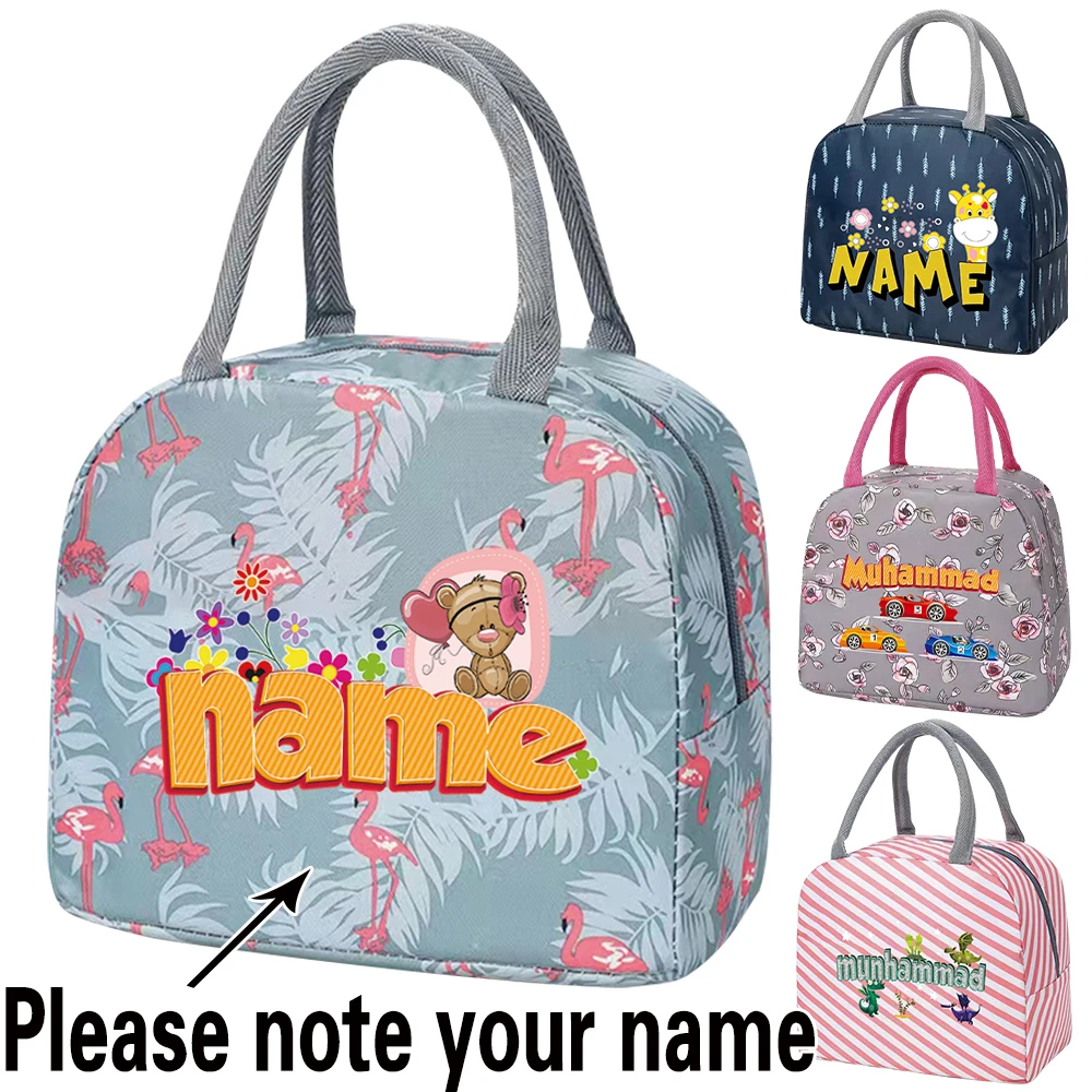 Food Storage Name - Custom ชื่อถุงอาหารกลางวันสําหรับผู้หญิงกล่องอาหารกลางวันแบบพกพา Cooler Pack การ์ตูนพิมพ์กระเป๋าถือความร้อนปิคนิคอาหารกระเป๋าถุงอาหารกลางวันสําหรับทํางาน