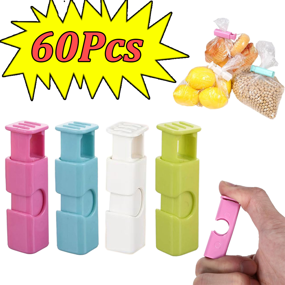 Food Storage Bags Reusable - คลิปหนีบปิดผนึกอาหารแบบใช้ซ้ำได้ 60-1 ชิ้น คลิปพลาสติกสำหรับปิดผนึกอาหารสด คลิปหนีบถุงขนมปัง คลิปสปริงเก็บรักษาความสด