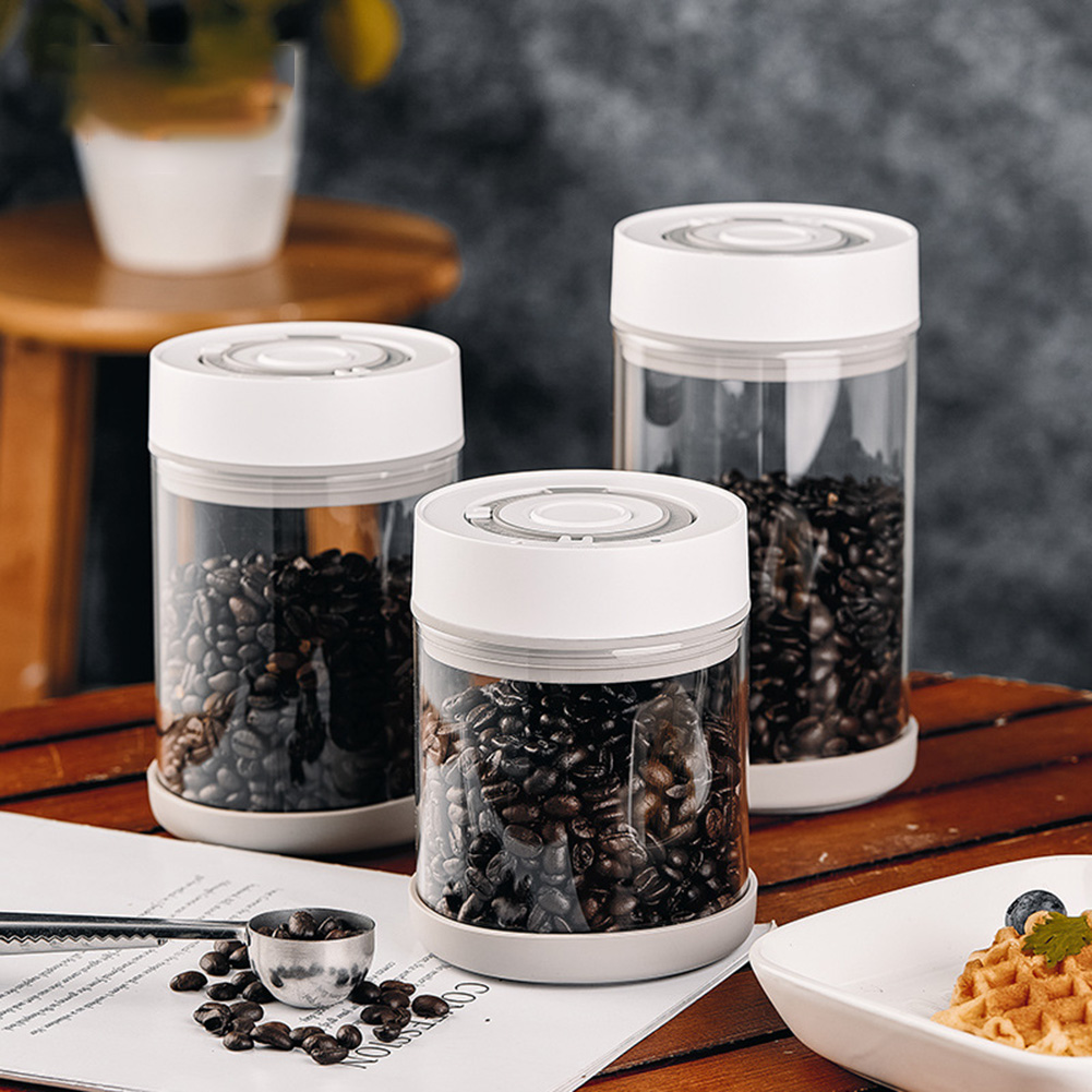 Food Storage Canister - โถแก้วเก็บเมล็ดกาแฟแบบกันความชื้นในครัว โถสูญญากาศอัตโนมัติอัจฉริยะ โถปิดผนึกอาหาร ผลไม้ ธัญพืช ชา