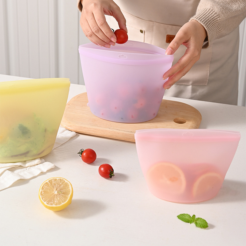 Food Storage Bags Reusable - ถุงซิลิโคนเก็บอาหารแบบปิดผนึกเอง ถุงเก็บอาหารแบบพกพา ชุดครัวสดใหม่ ใช้ซ้ำได้ เหมาะสำหรับอาหารสด ใช้เก็บได้หลากหลาย