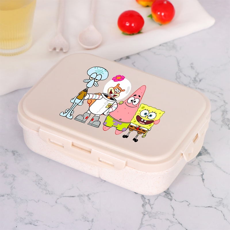Food Storage Containers B&M - กล่องข้าวสpongebob สแควร์แพนท์ ลายการ์ตูนอนิเมะ กล่องอาหารกลางวันสำหรับเด็ก กล่องเก็บอาหารสำหรับโรงเรียน กล่องใส่อาหารอุ่น