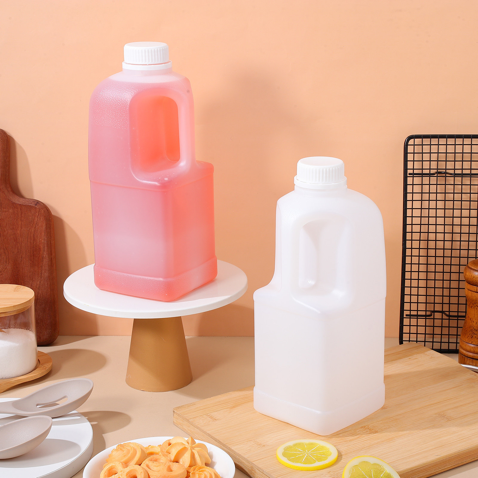 Food Storage Handling - เหยือกเก็บน้ำขนาดใหญ่ 2 แกลลอน 3 ชิ้น พร้อมฝาปิด