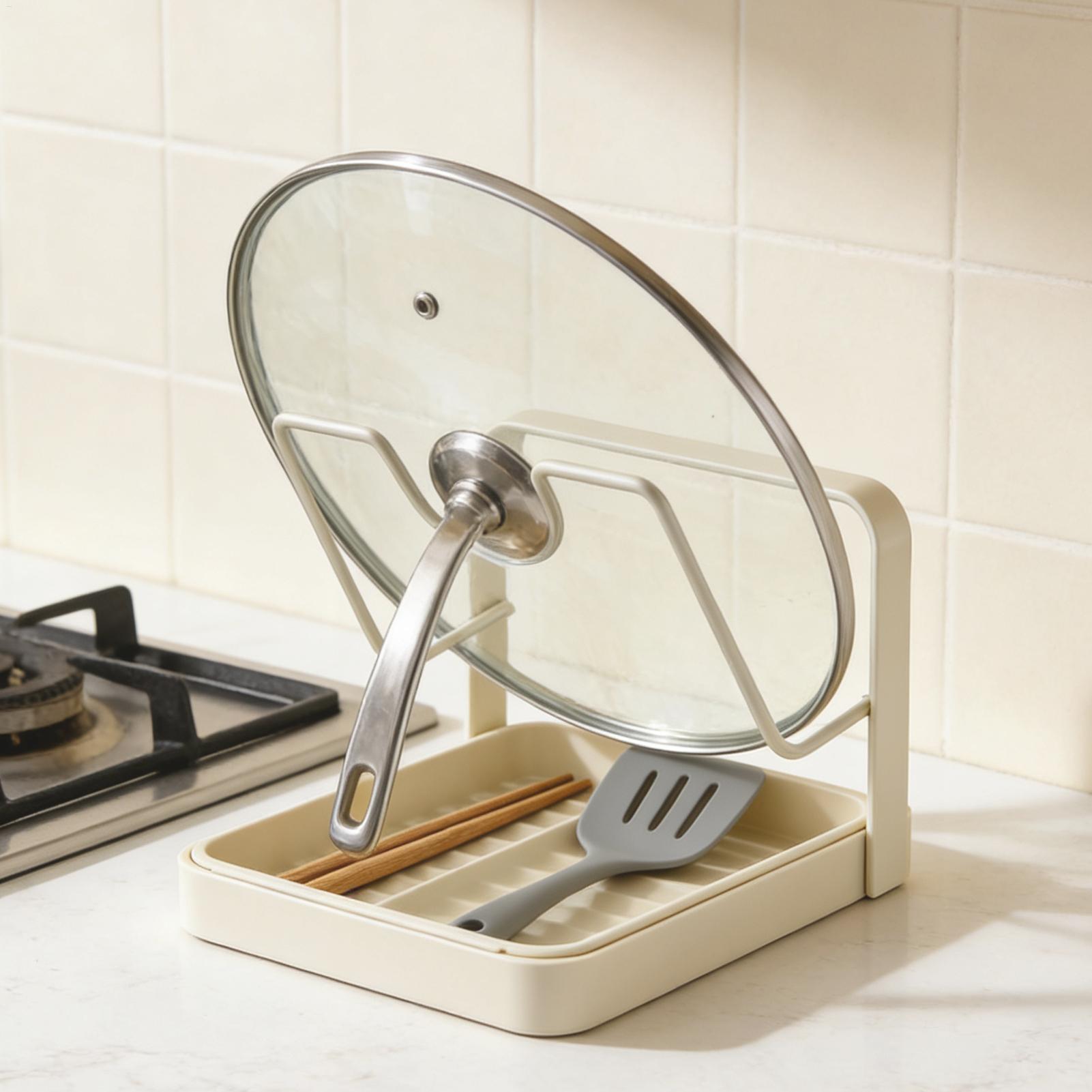 Food Storage Organiser - ที่วางฝาหม้อกันลื่น ชั้นวางเก็บของในครัว สำหรับฝาหม้อ กระทะ ทัพพี ตะหลิว