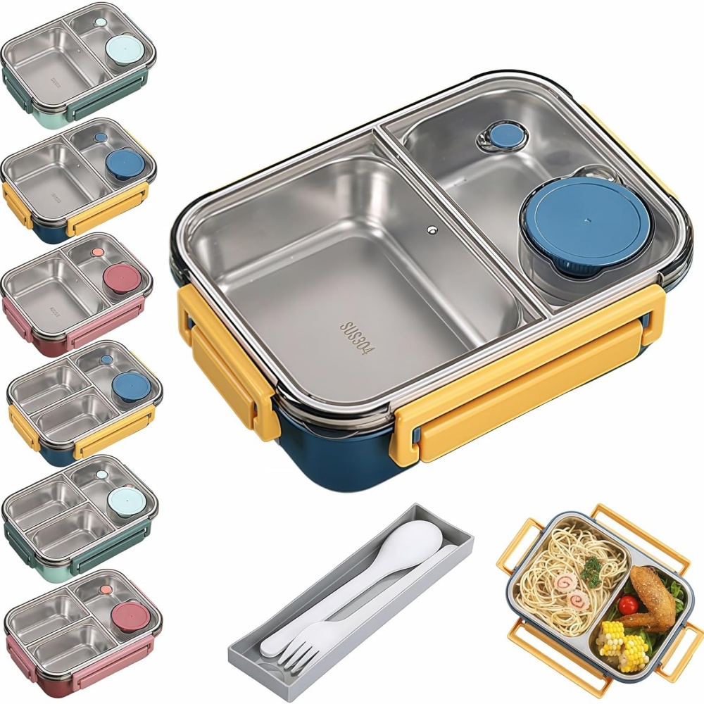 Food Storage Containers B&M - กล่องข้าวพกพาขนาด 850 มล. สำหรับเด็กและผู้ใหญ่ กล่องเบนโตอุ่นอาหารสแตนเลสเก็บความร้อน