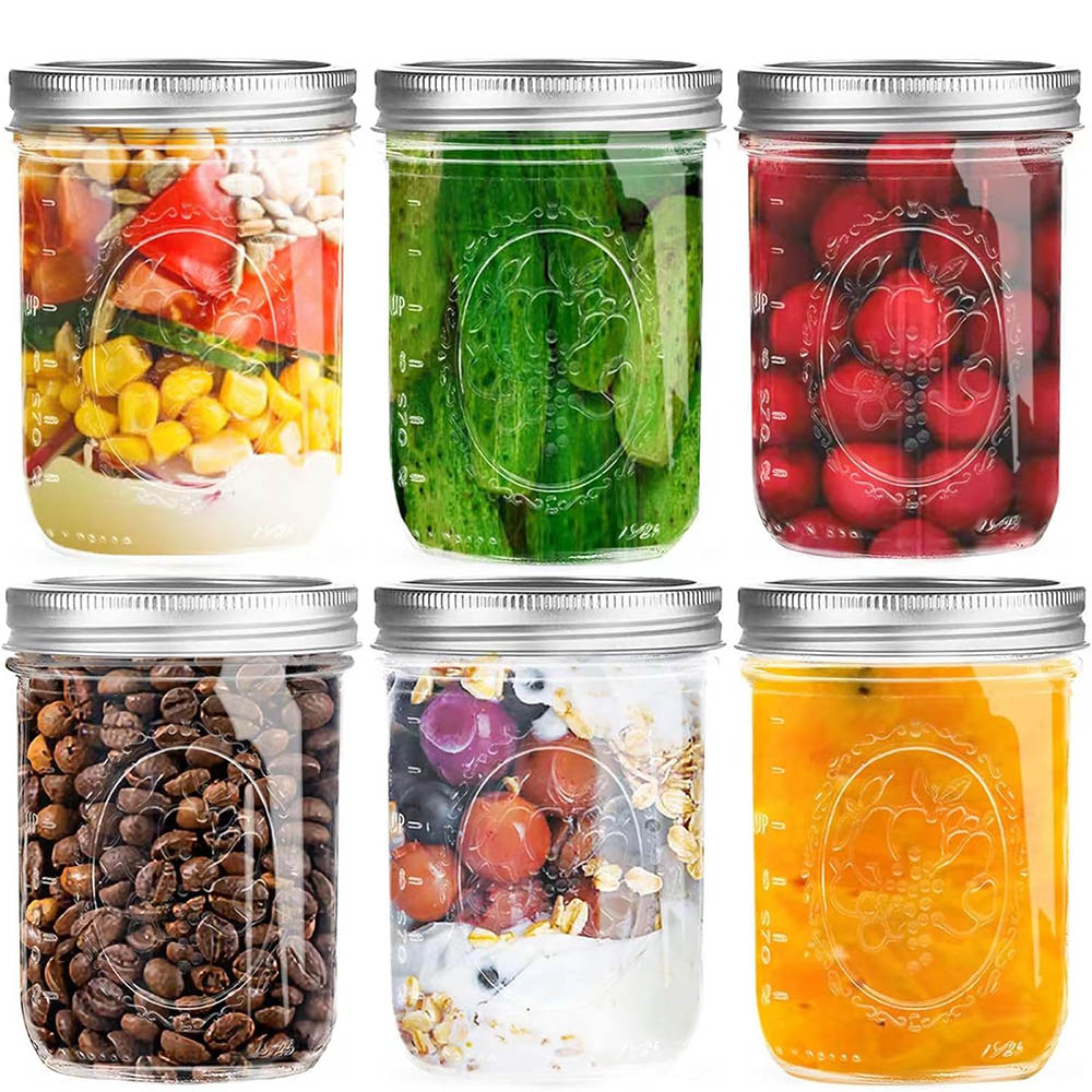 Food Storage Lid - ขวดโหลปากกว้างขนาด 16 ออนซ์ พร้อมฝาปิด, ขวดโหลสำหรับบรรจุอาหารพร้อมฝาปิดโลหะแบบสุญญากาศและแถบล็อคสำหรับการหมัก, การดอง,