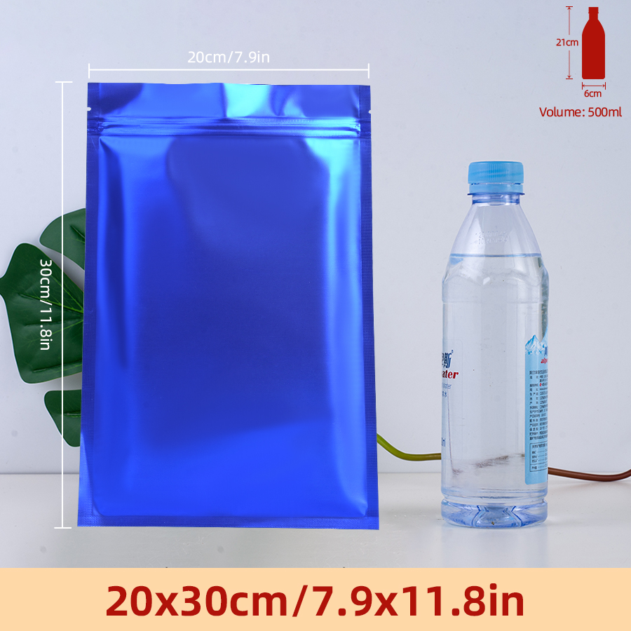 Food Storage Bags Reusable - 100 ชิ้น ถุงซิปฟอยล์สีน้ำเงินด้าน, ถุงเก็บของแบบใช้ซ้ำได้สำหรับขนมโฮมเมด, อาหารประจำวันแบบต่างๆ แพ็คสินค้าชิ้นเล็ก