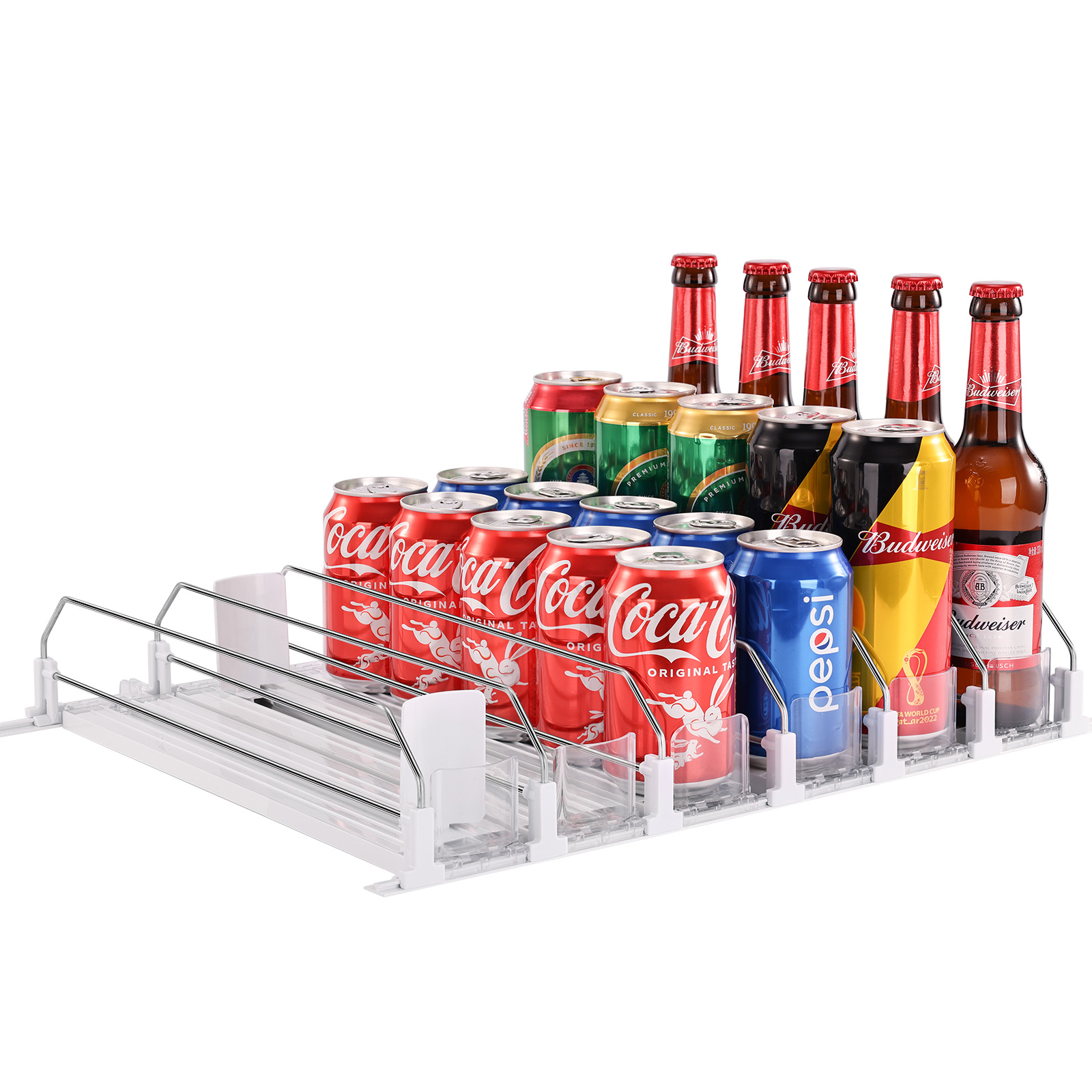 Food Storage Refrigerator - เครื่องจ่ายโซดาพร้อม Pusher Glide อัตโนมัติถือ 6 แถวชั้นเก็บอาหารกระป๋องสําหรับห้องครัวตู้เย็น