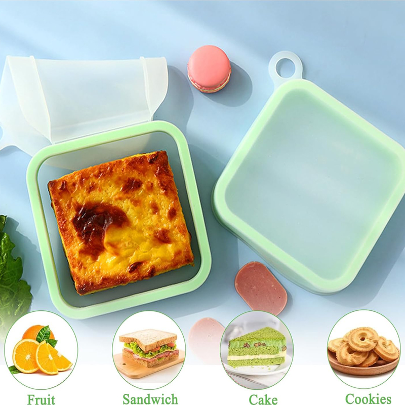Food Storage Handling - ซิลิโคนแซนวิช Toast กล่อง Bento พร้อมที่จับแบบพกพาแซนวิชกล่องเก็บอาหารกล่องขนมกล่องอาหารกลางวันกล่องแซนวิชบรรจุ