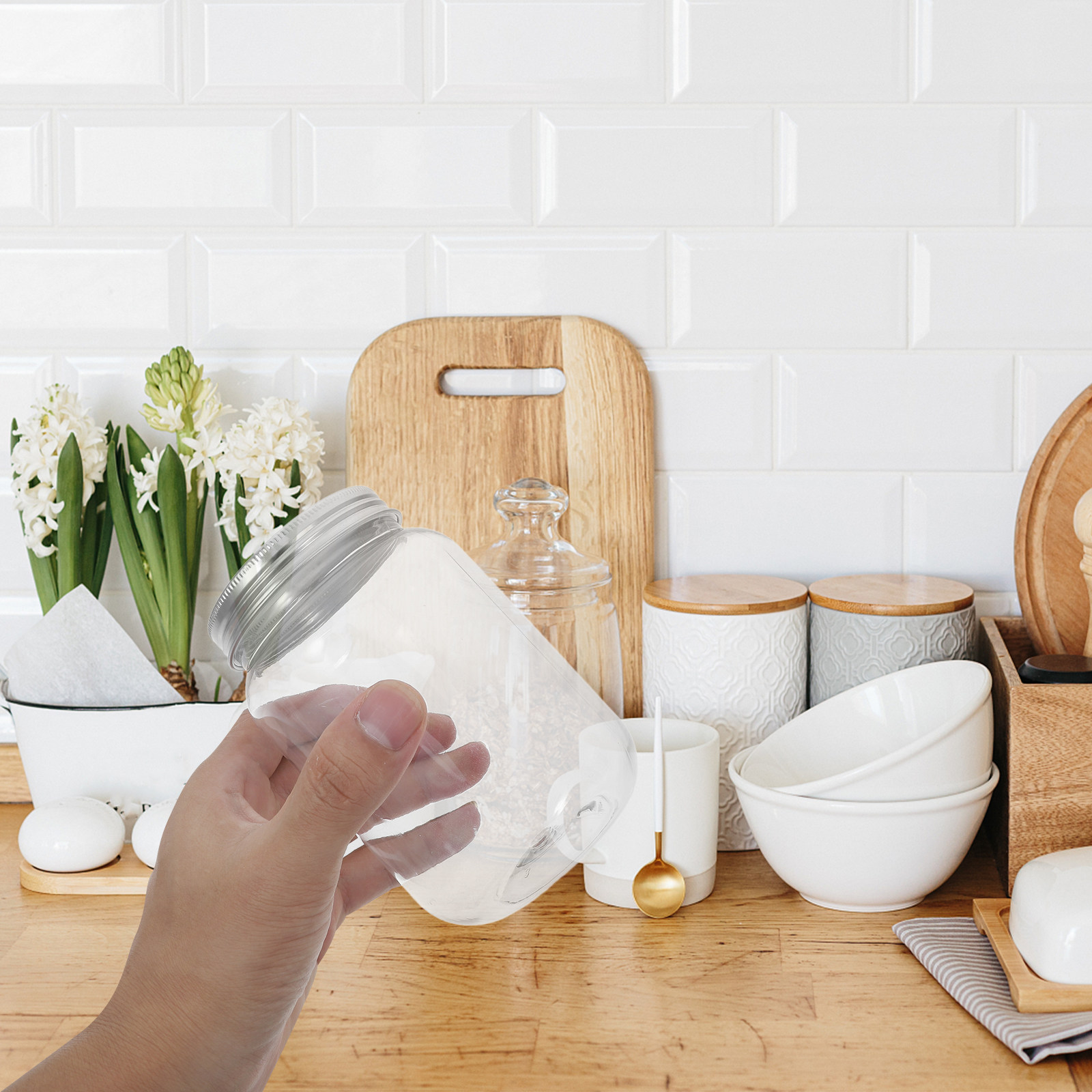 ขวดพลาสติกใส 4 ชิ้น พร้อมฝาปิด - Food Storage Lid บทวิจารณ์และราคา