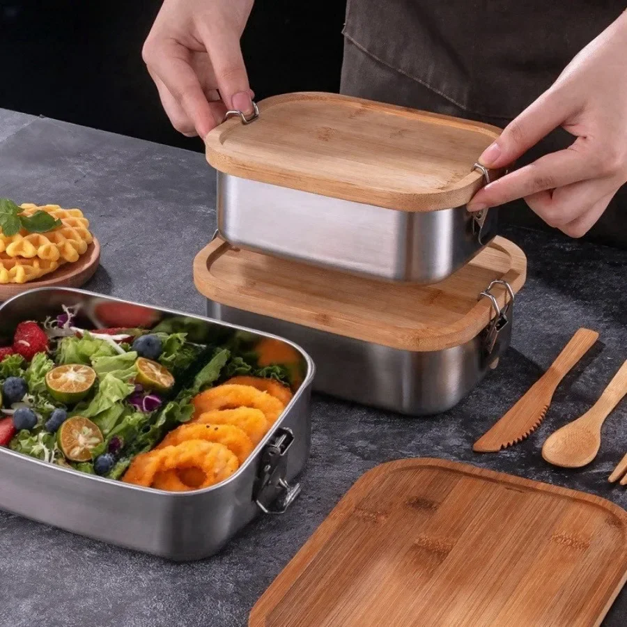 กล่องข้าวกลางวันฝาปิดทำจากไม้ไ - Food Storage Containers B&M บทวิจารณ์และราคา