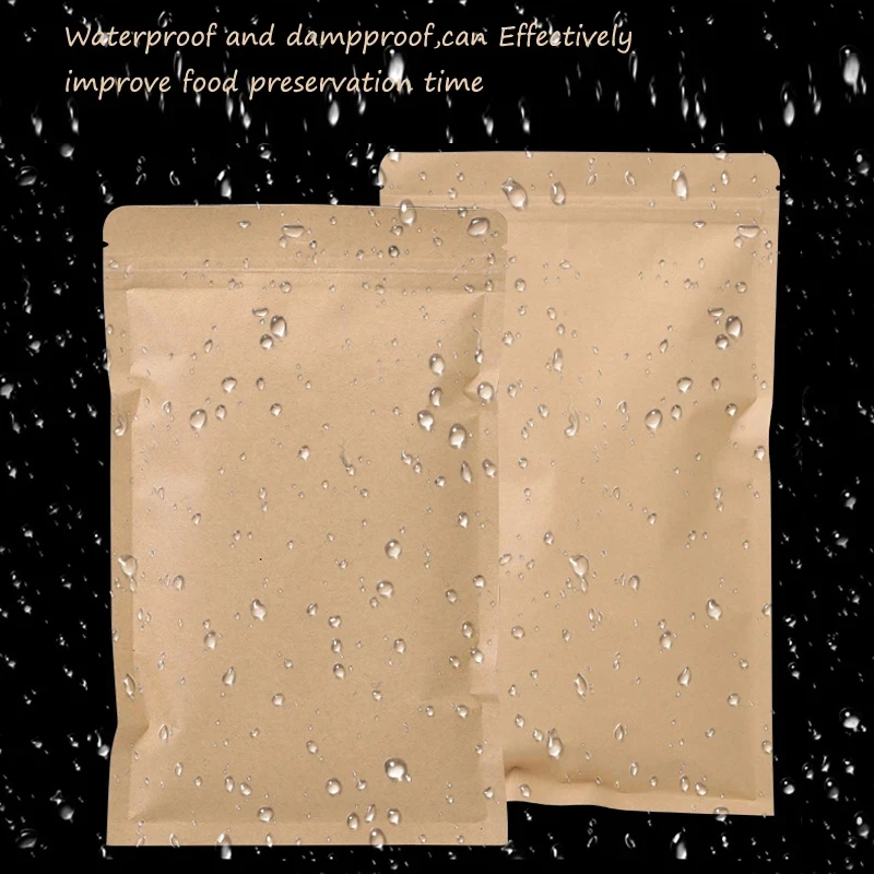 100PCS กระดาษคราฟท์สีน้ำตาลซิป - Food Storage Bags Reusable บทวิจารณ์และราคา