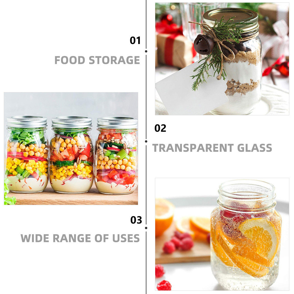 ขวดแก้วใสทรงกลม 6 ชิ้น พร้อมฝา - Food Storage Lid บทวิจารณ์และราคา