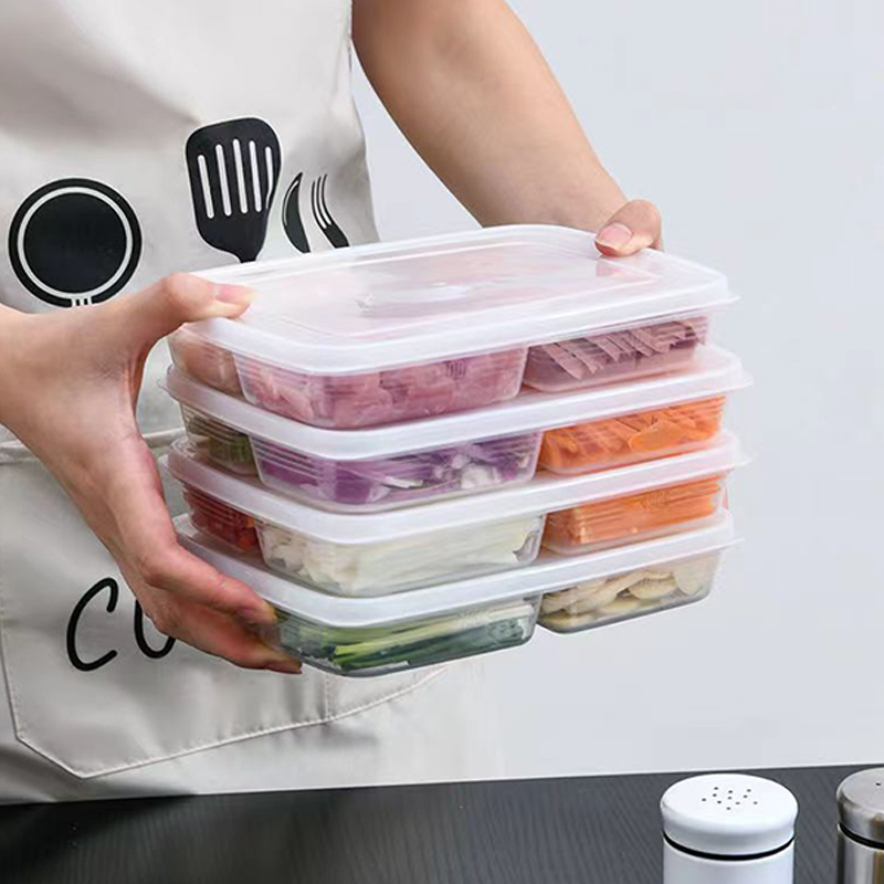ใหม่【กล่องเก็บของพลาสติก 4 ช่อ - Food Storage Refrigerator บทวิจารณ์และราคา