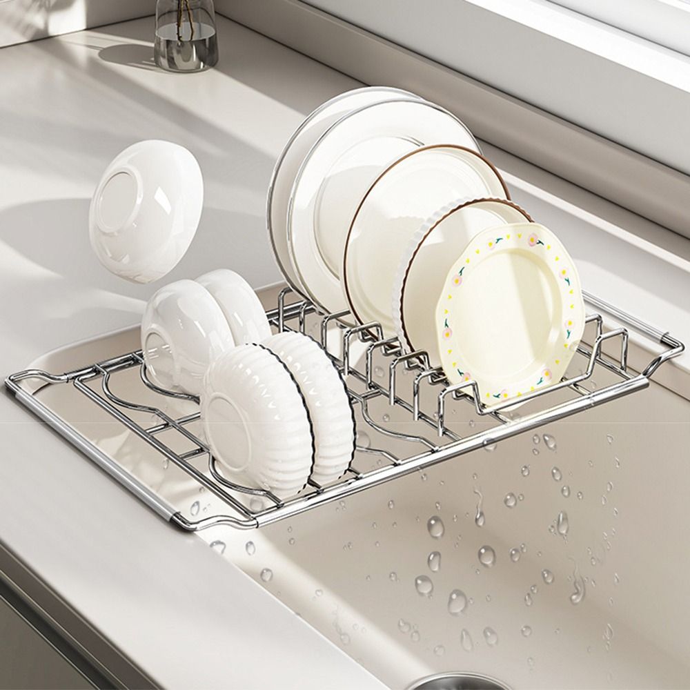 ชั้นวางจานสแตนเลสแบบขยายได้ ป้ - Food Storage Organiser บทวิจารณ์และราคา