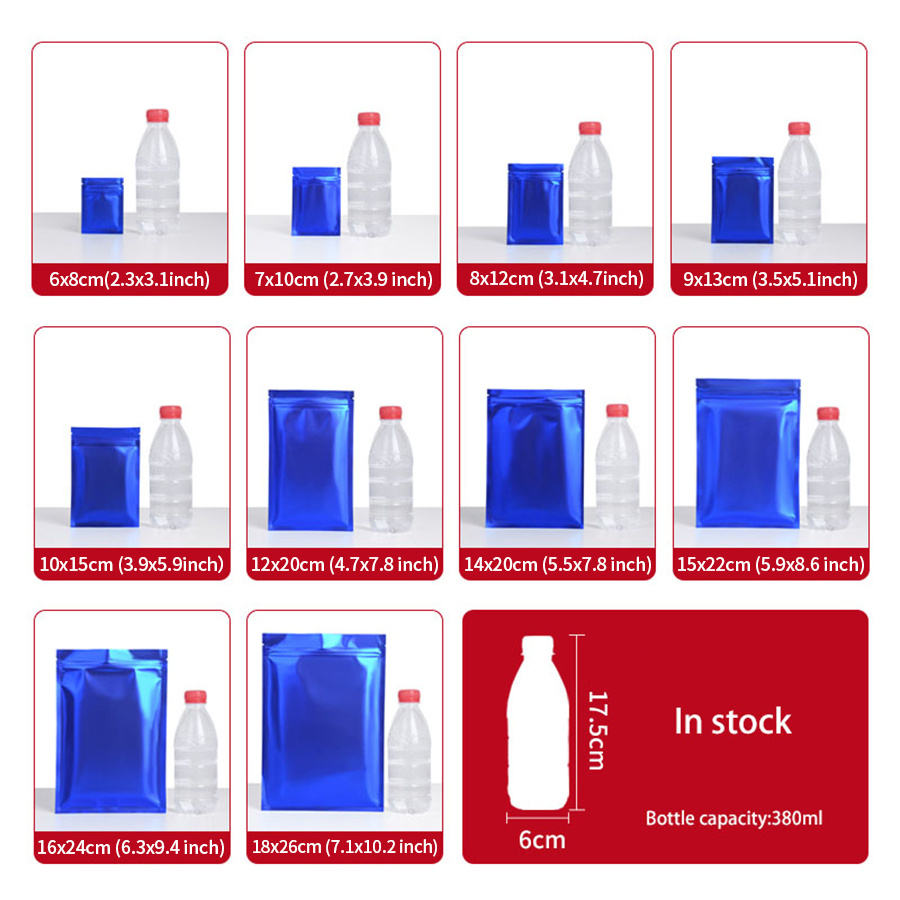 100 ชิ้น ถุงซิปฟอยล์สีน้ำเงินด - Food Storage Bags Reusable บทวิจารณ์และราคา