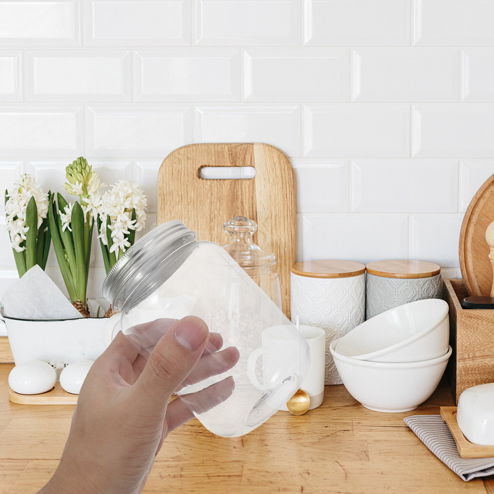 ขวดพลาสติกใส 4 ชิ้นพร้อมฝาปิดอ - Food Storage Lid บทวิจารณ์และราคา